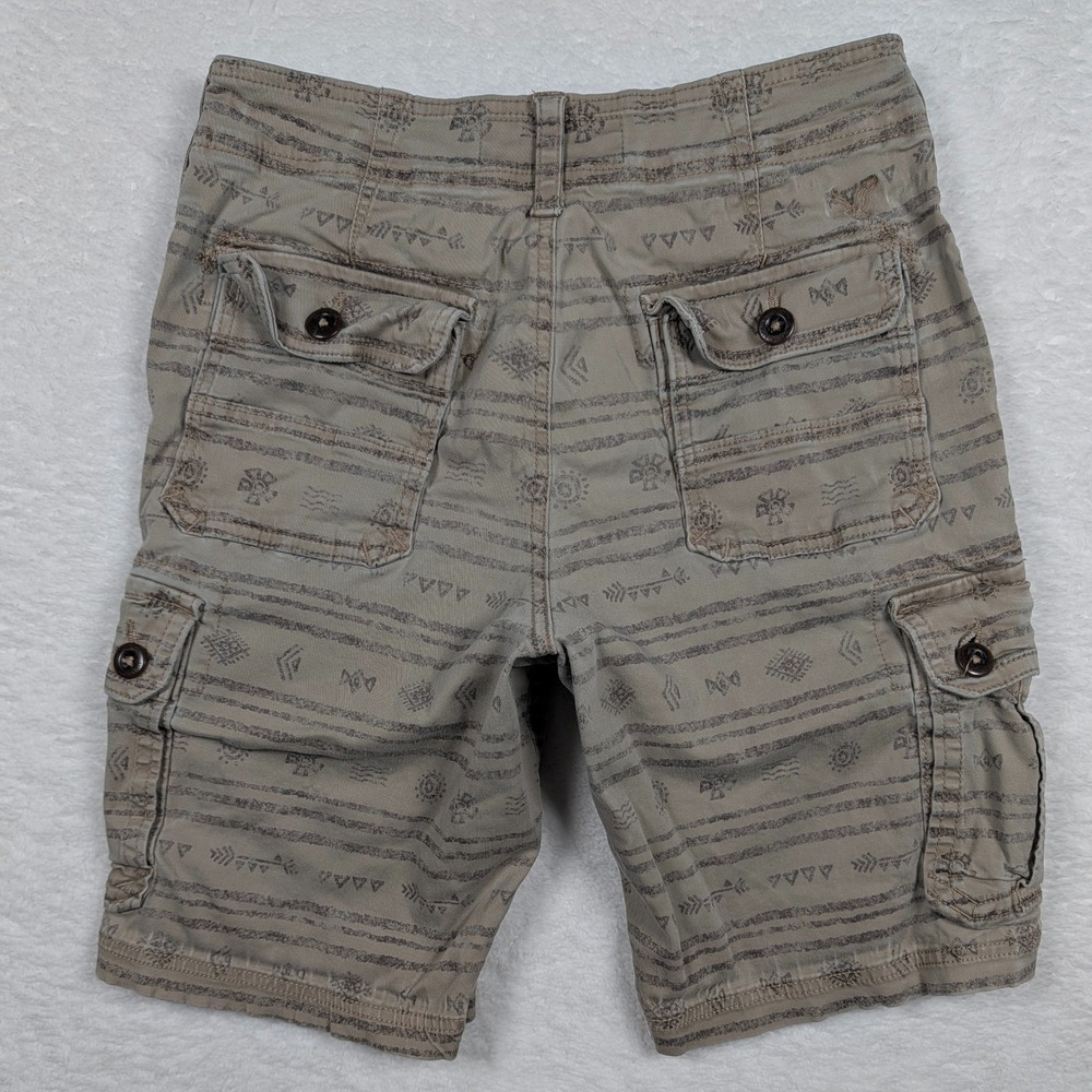 American Eagle Mens 30 Cargo Shorts Tan Tribal Geometric Aztec Active Flex - Picture 10 of 11